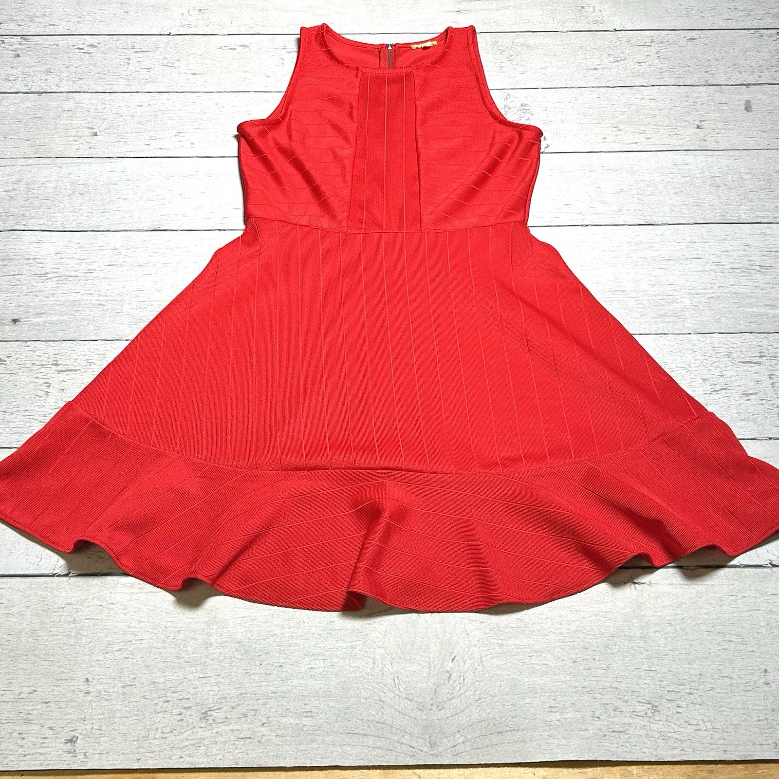 Gianni Bini Women’s Red Sleeveless Flare Cocktail Dress Zip Up Back Size S