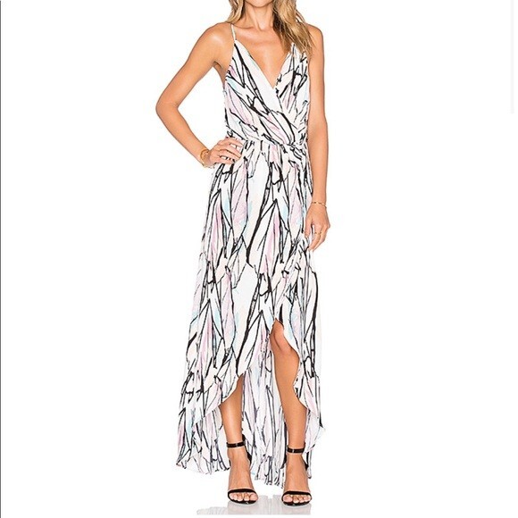 KARINA GRIMALDI Revolve Women Egypt Maxi Wrap V Neck Dress Sz S Multicolor 63-1