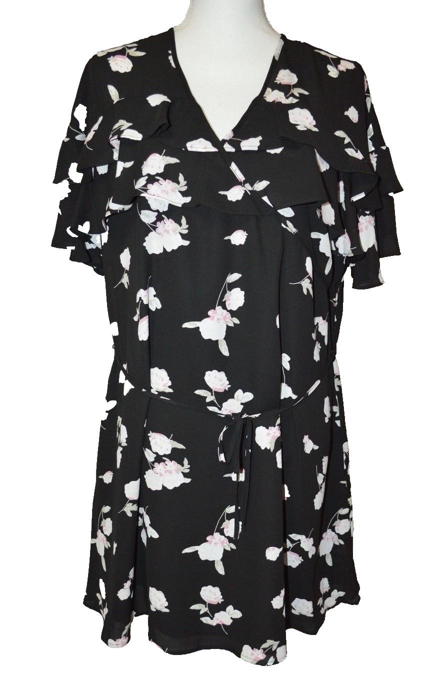 Candies Women’s Adjustable Self Tie Ruffle Floral Dress Size XL