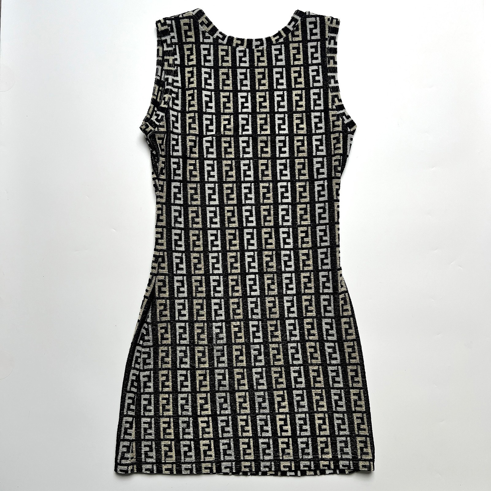 Fendi Zucca Dress Logo Monogram Towelling Vintage Zucchino FF Monogram Black