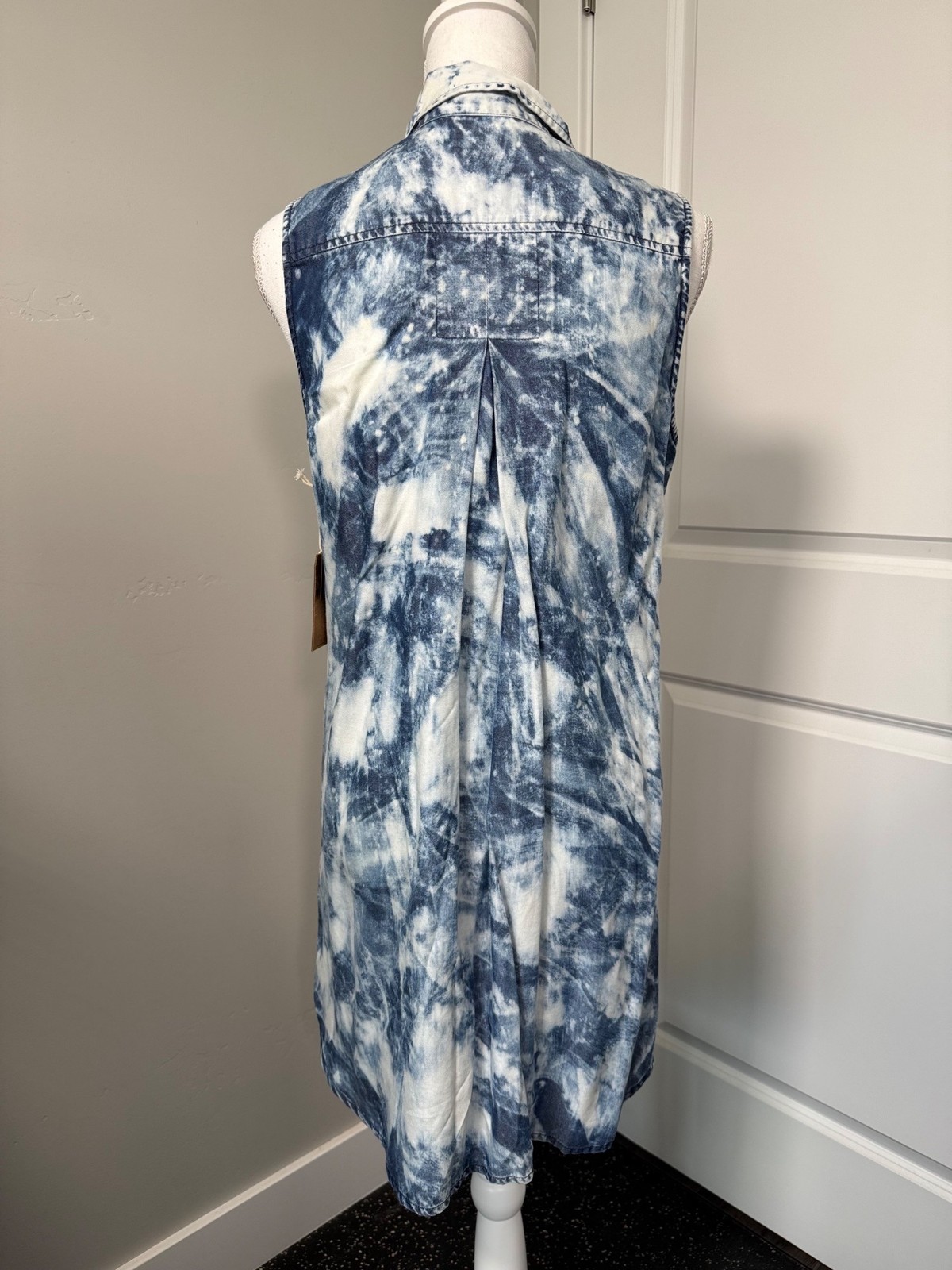 True Religion Womens Tie-Dye Sleeveless Indigo Tencel Georgia Dress XS Travel