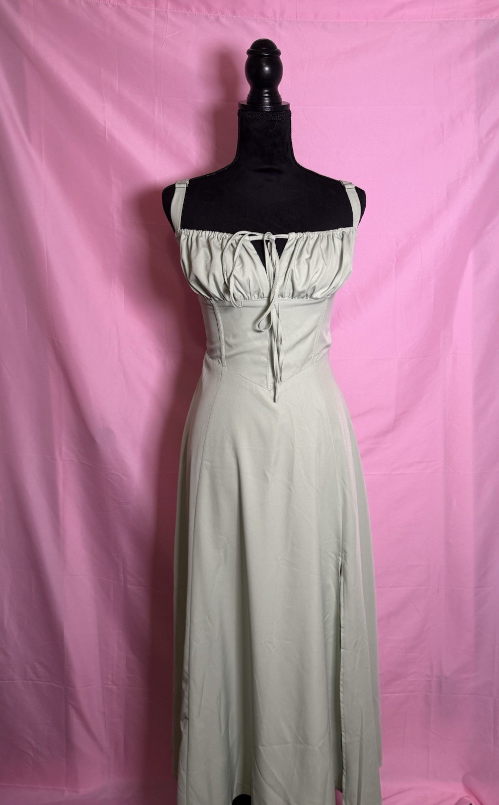 Plain Ruched Boning Corset Milkmaid Body Shaping Dress Mint Green Size Large