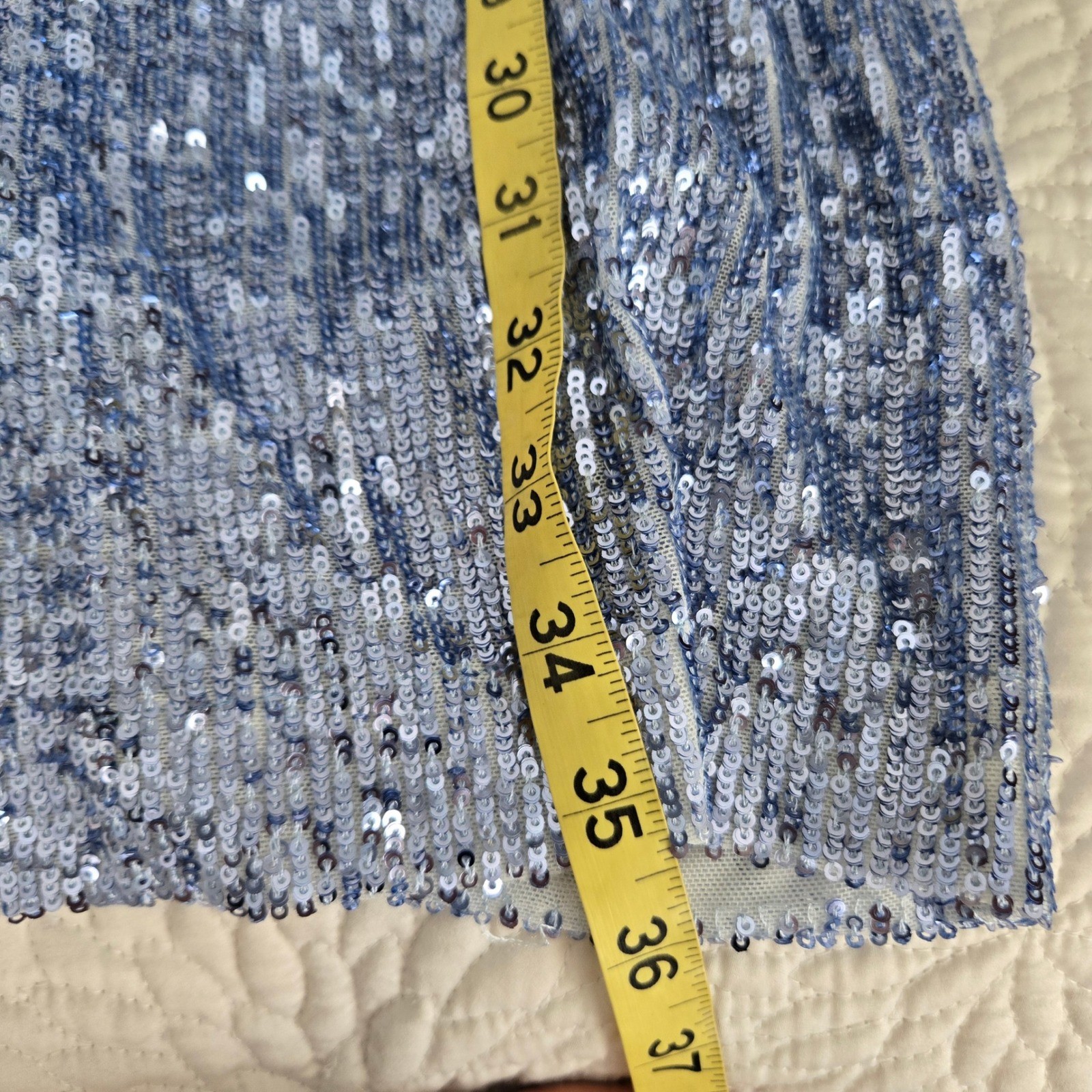 Nookie Womens One Shoulder Sequin Mini Dress Light Blue Long Sleeve Small