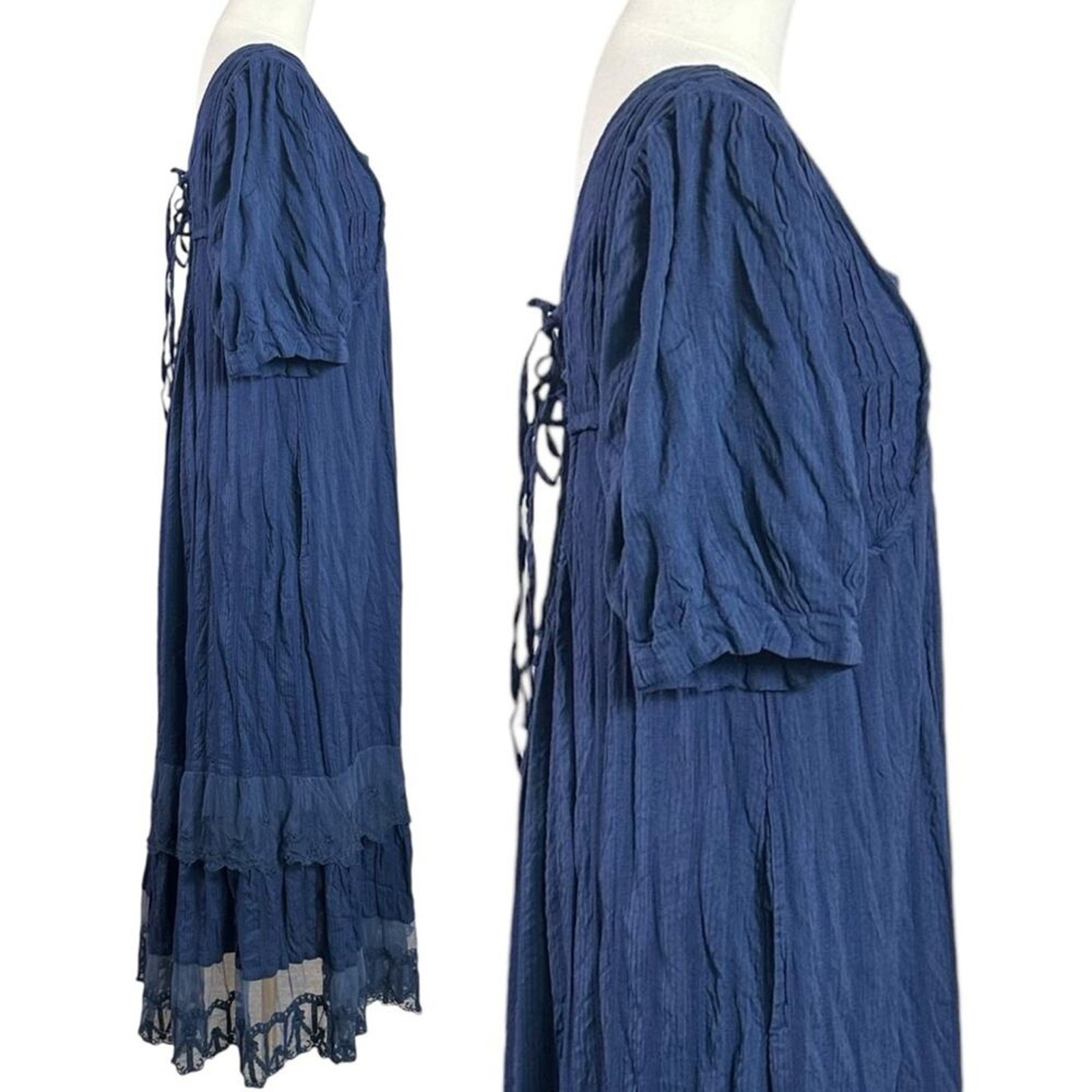 Free People Bohemian Cottage Americana Star Lace Calder Midi Dress Size Medium