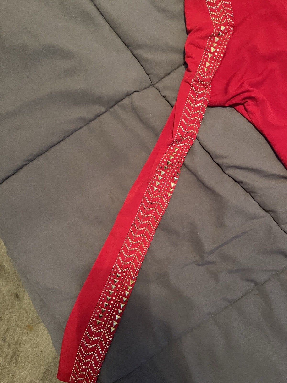 Guess Womens Size 4 Red Long Sleeve Bodycon Dress Studded Rhinestone