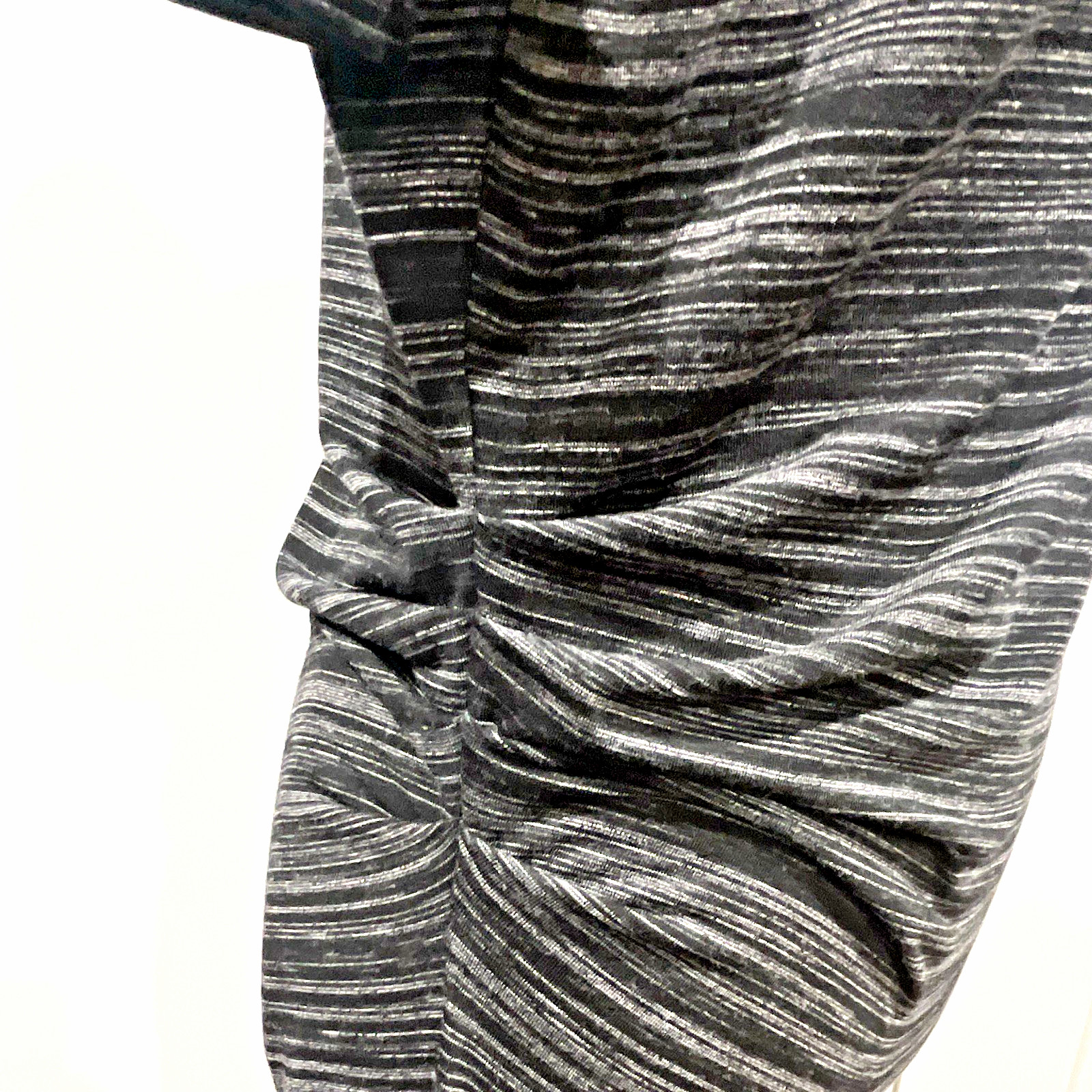 Athleta Downtown Dress M Black Gray Striped Ruched Asymmetrical Midi T-Shirt