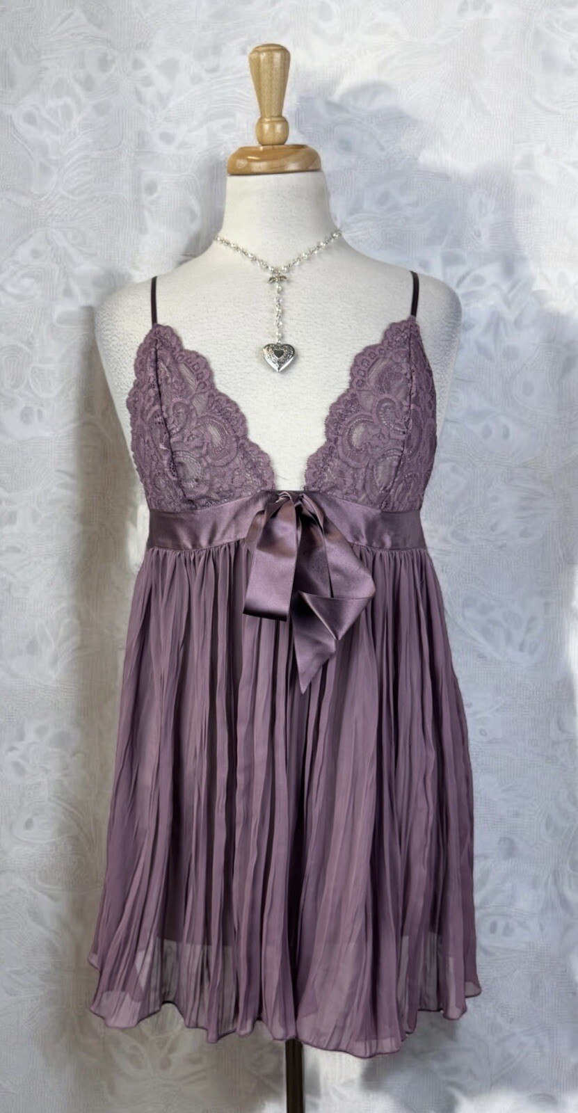 Victoria’s Secret Sheer Mesh Babydoll Lingerie Top Bow Coquette Fairy Lace Sexy