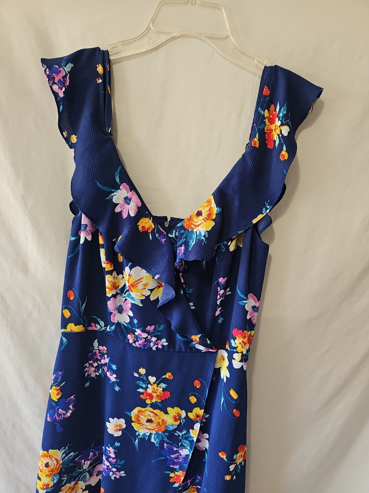 By & By Floral Print Bubble Crepe Hi-Low Summer Off The Shoulder Dress Sz 9
