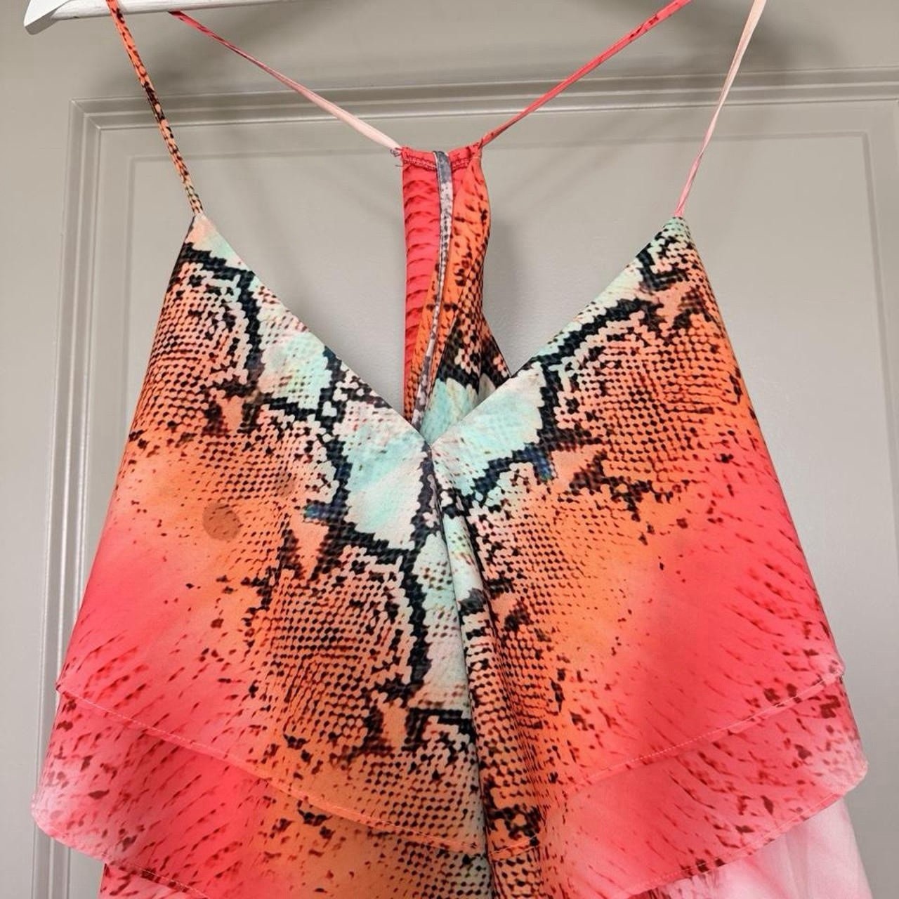 LOVERS + FRIENDS Sz M APHRODITE HI LOW RUFFLE DRESS COVERUP PYTHON $172
