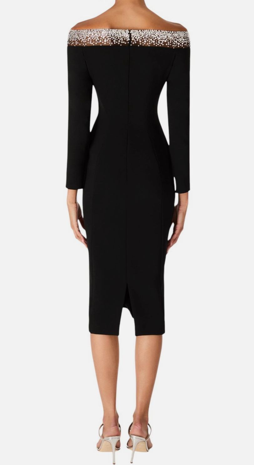 Jenny Packham Women’s Black Calypso Off-The-Shoulder Dress Size 12
