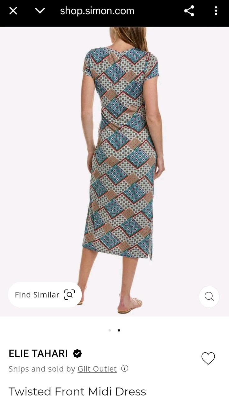 Elie Tahari Twisted Front Midi Casual or Dressy Dress Long Large NWT $275 Retail