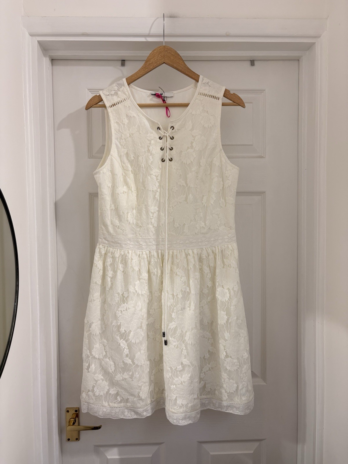 New Women’s Very Cream Boho Lace Dress Size 14 Wedding Special Occasion Lined