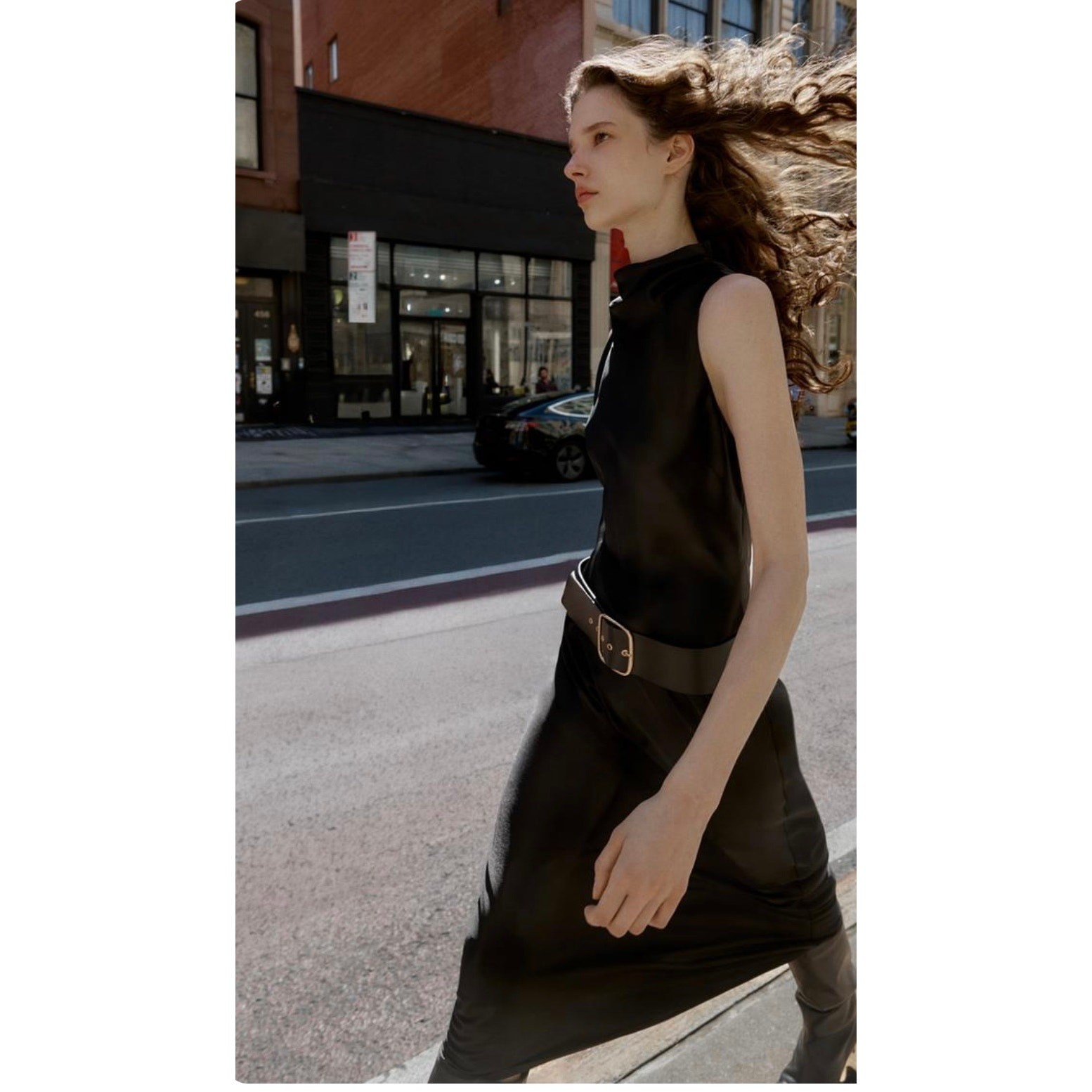 Zara Black Satin High Neck Midi Slip Dress Size Medium 8848/748 Cocktail Party
