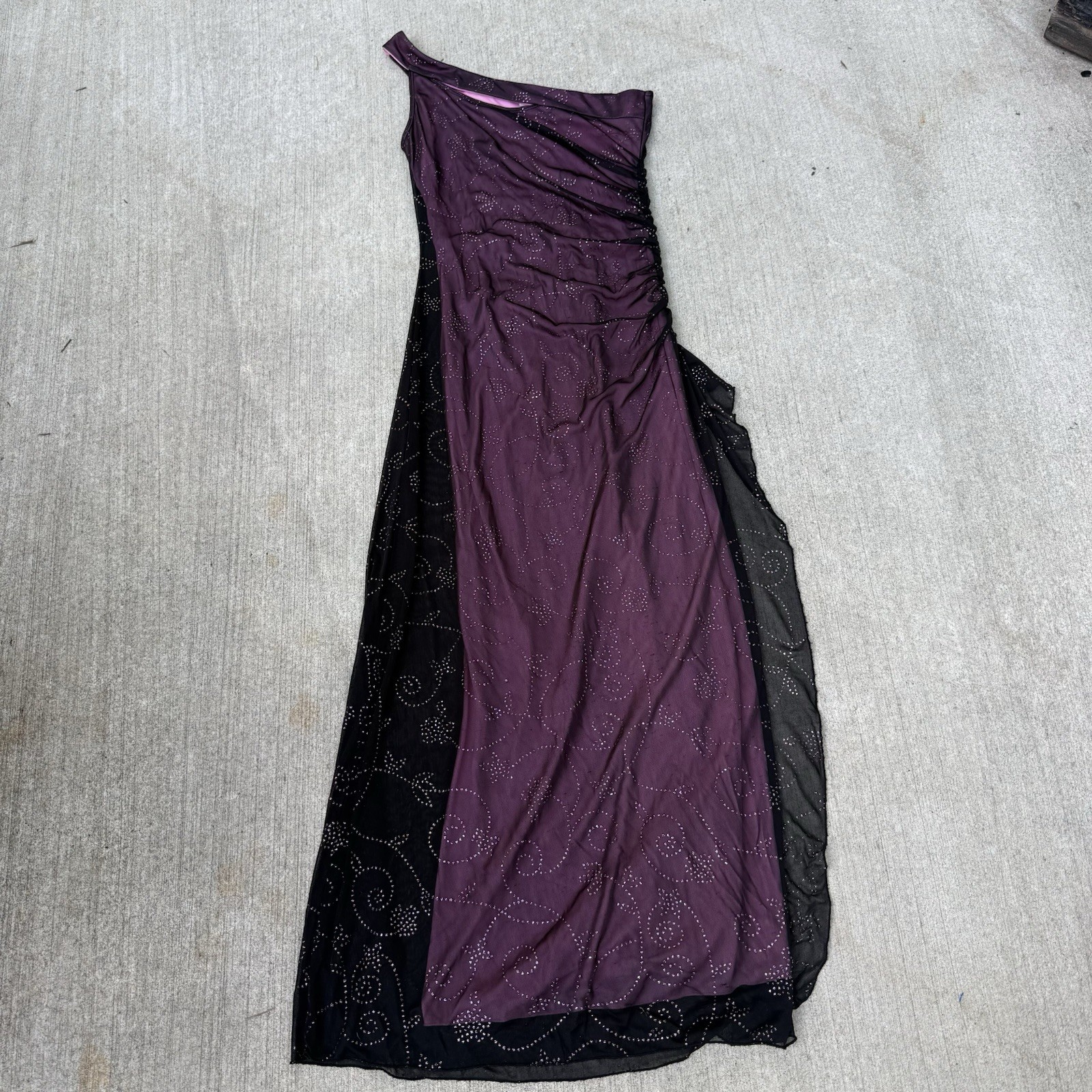 Taboo Y2K Fairy Dress L Black Pink Flower Princess Whimsy Party Stretch VTG Star