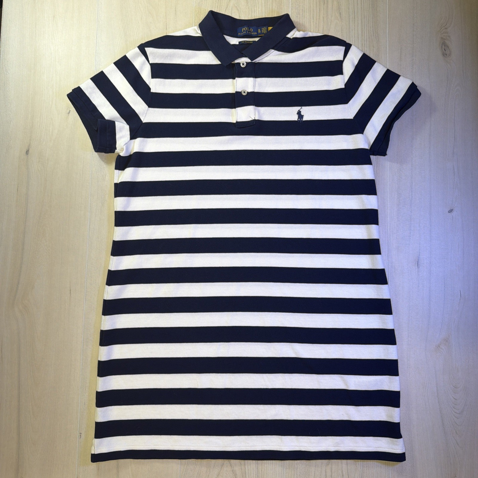 Polo Ralph Lauren The Mesh Mini Shirt Dress Sz XL Golf Tennis Sport Blue White