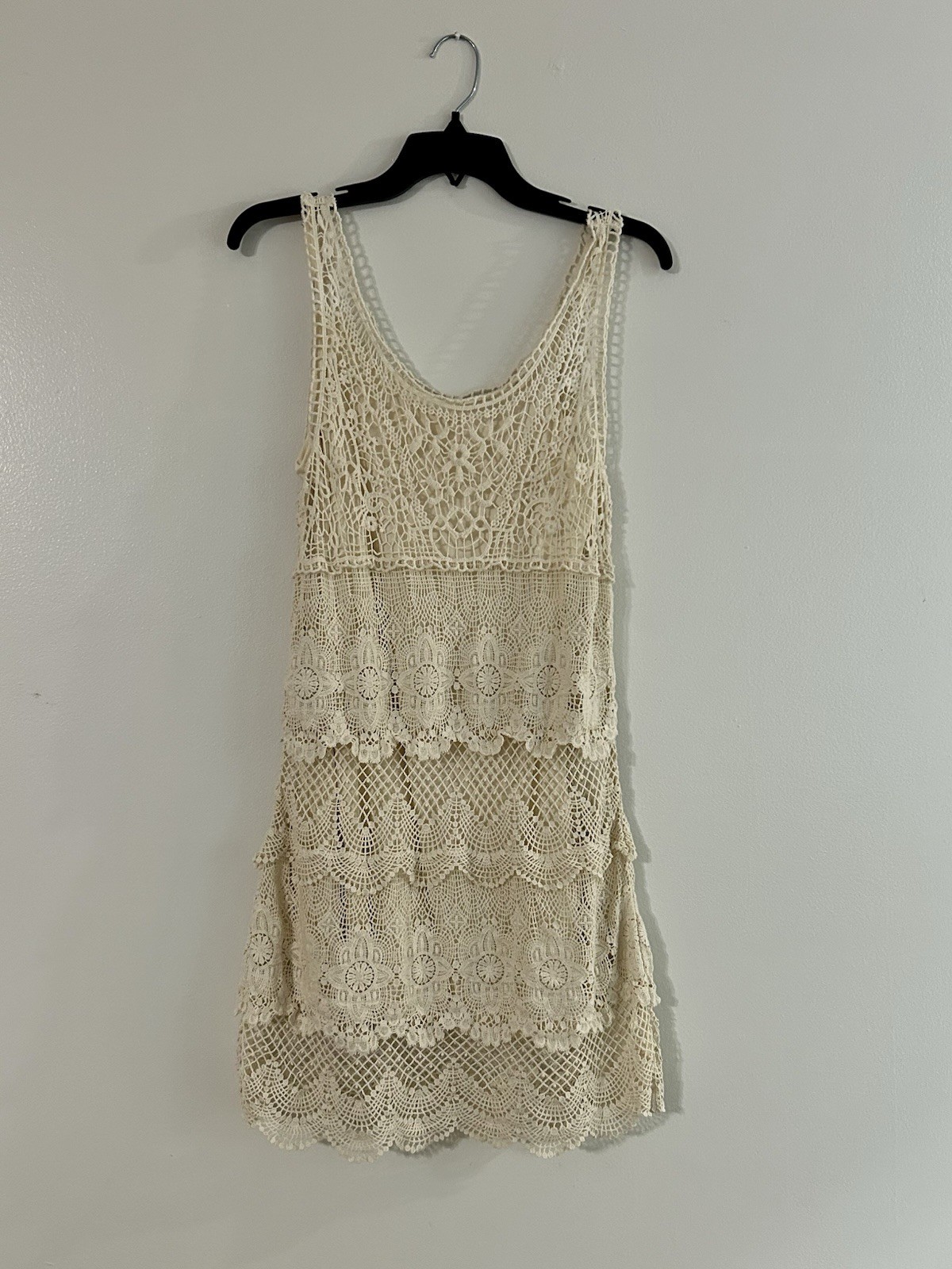 Ladies Beige Macramé Slip Dress Size Small
