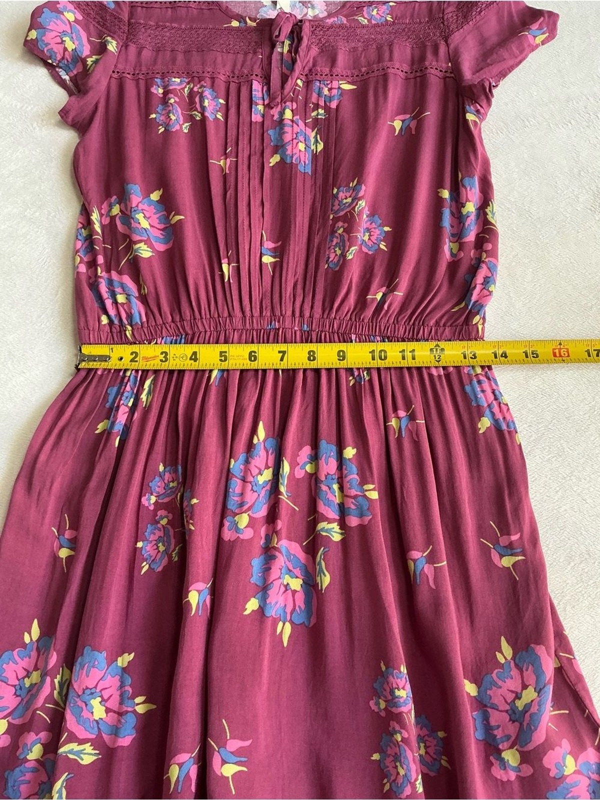 Matilda Jane Burgundy Art Class Floral Boho Mini Dress Size Small (S)