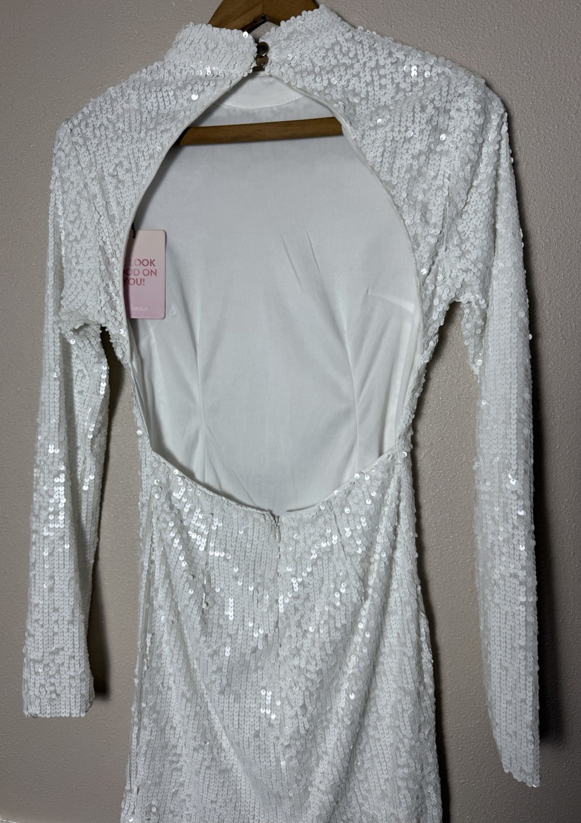 Hello Molly White Ribbed Mini Dress Sweetheart Open Back Tie Stretch M