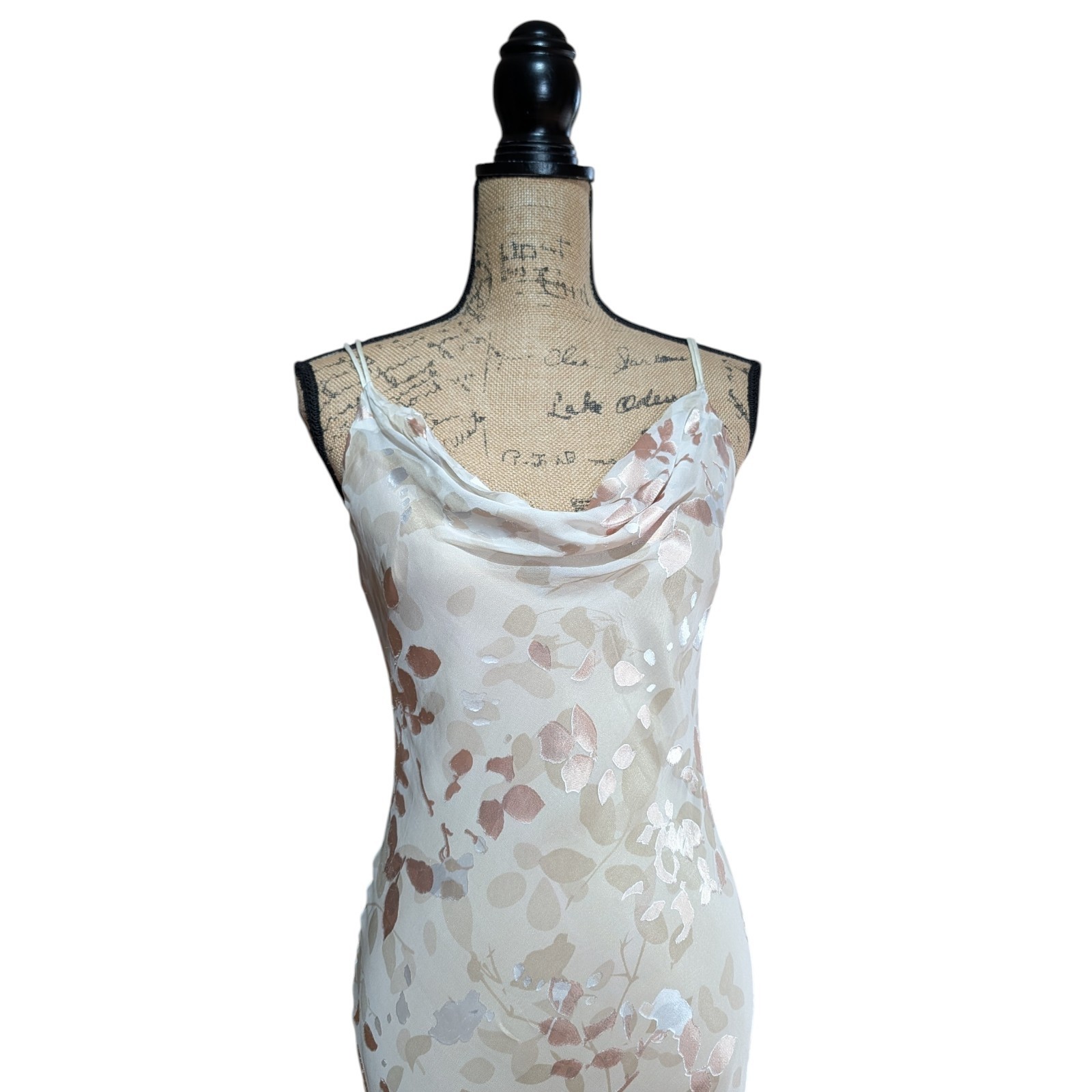 Vintage 90s Monsoon Long Bias Cut Burn Out Floral Slip Dress UK 10/12 (US 8)