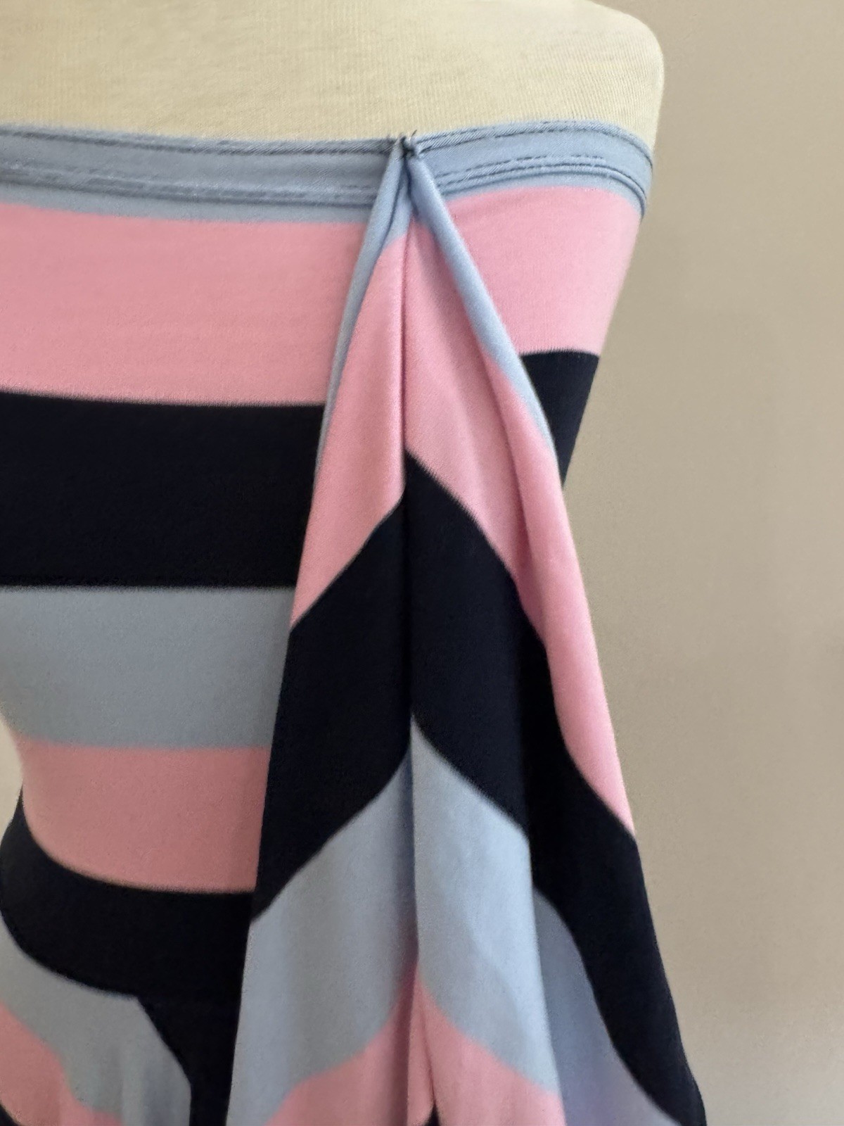 Tiffany Alana Strapless Pink Blue Black Striped Dress Sleeveless M/L Vintage Y2K