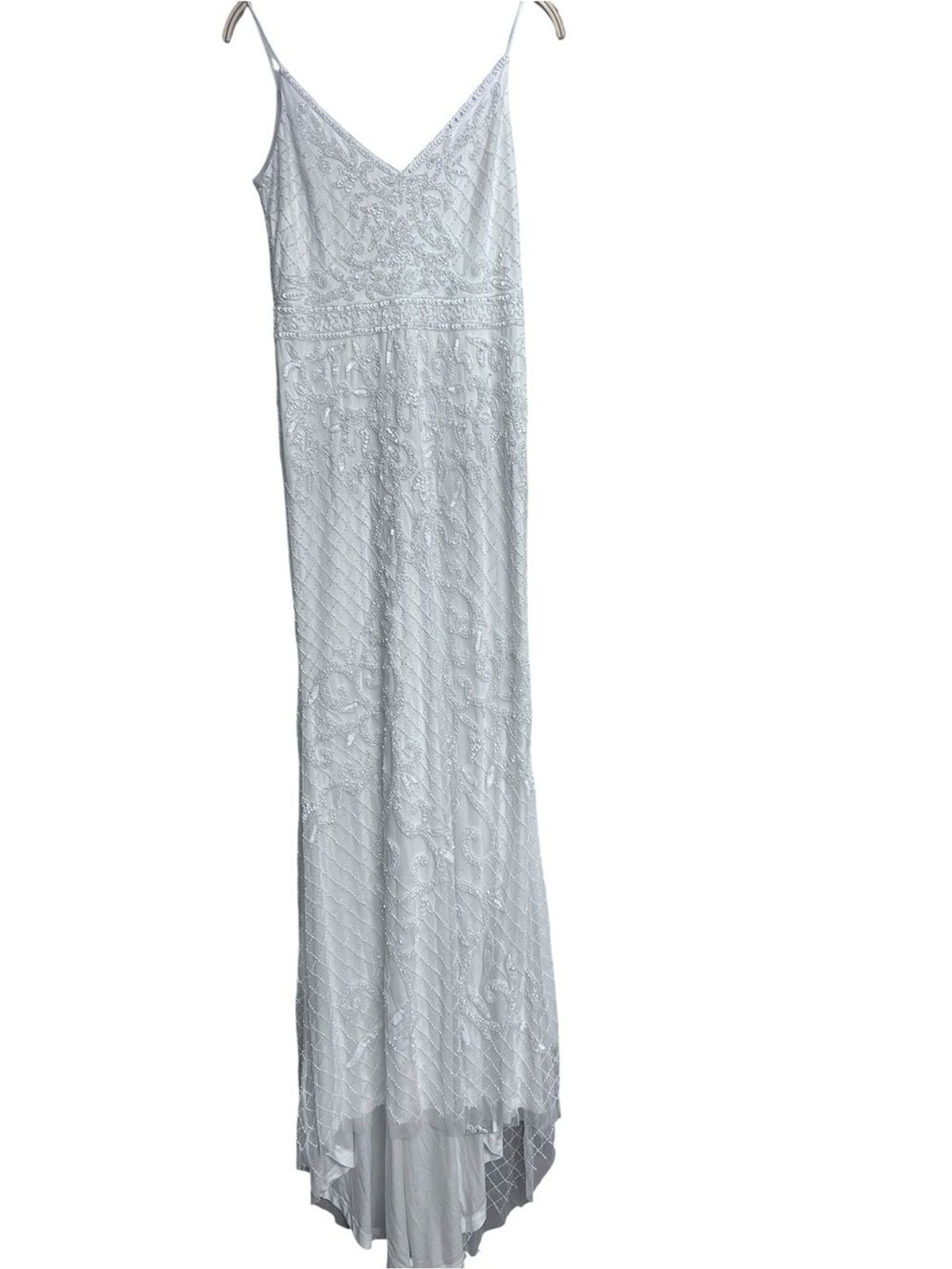 New Lulus Bridal Cherished Vow White Beaded Backless Mermaid Maxi Wedding Dress
