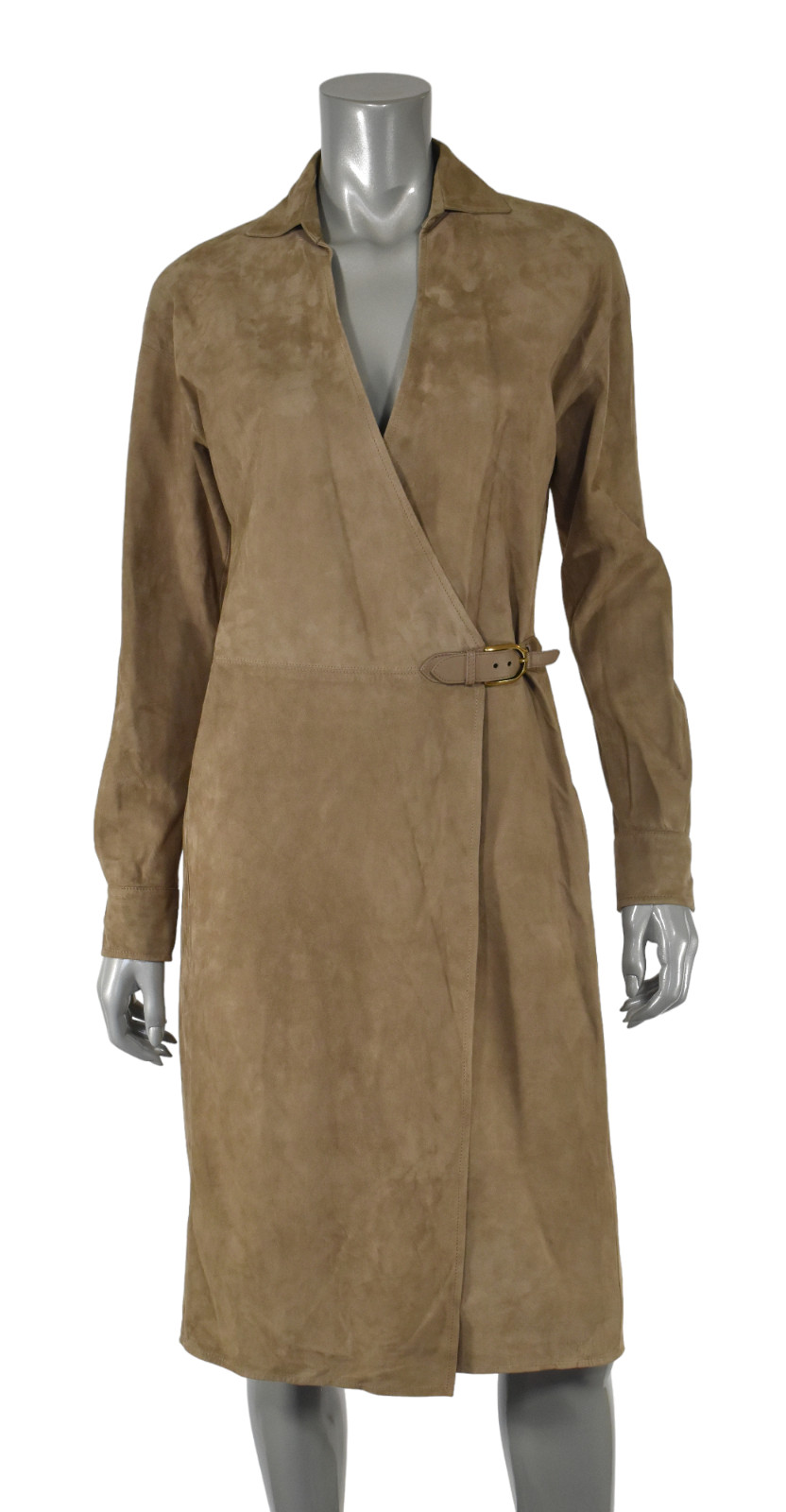 Ralph Lauren Purple Label Brown Leather Wrap Buckle Dress New $2990
