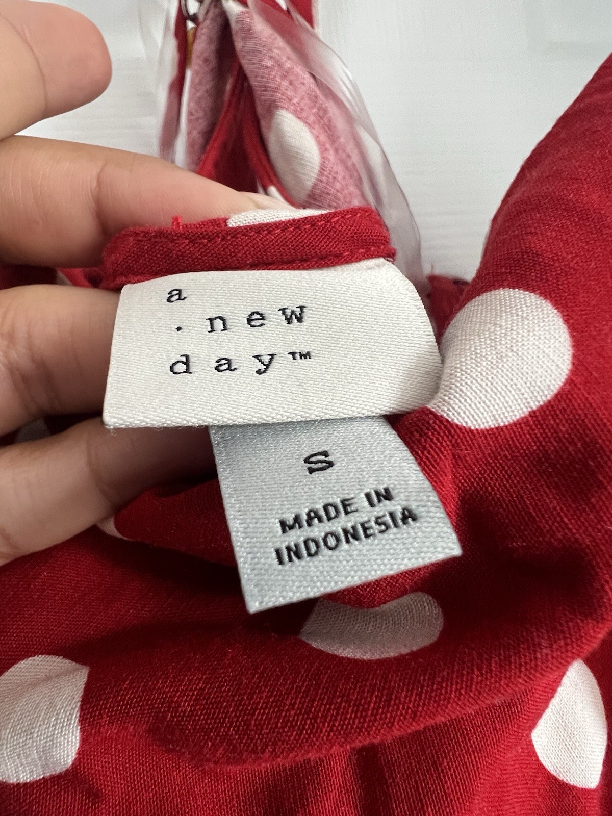 A New Day Red White Polka Dot Adjustable Strappy Ruffle Maxi Sundress S