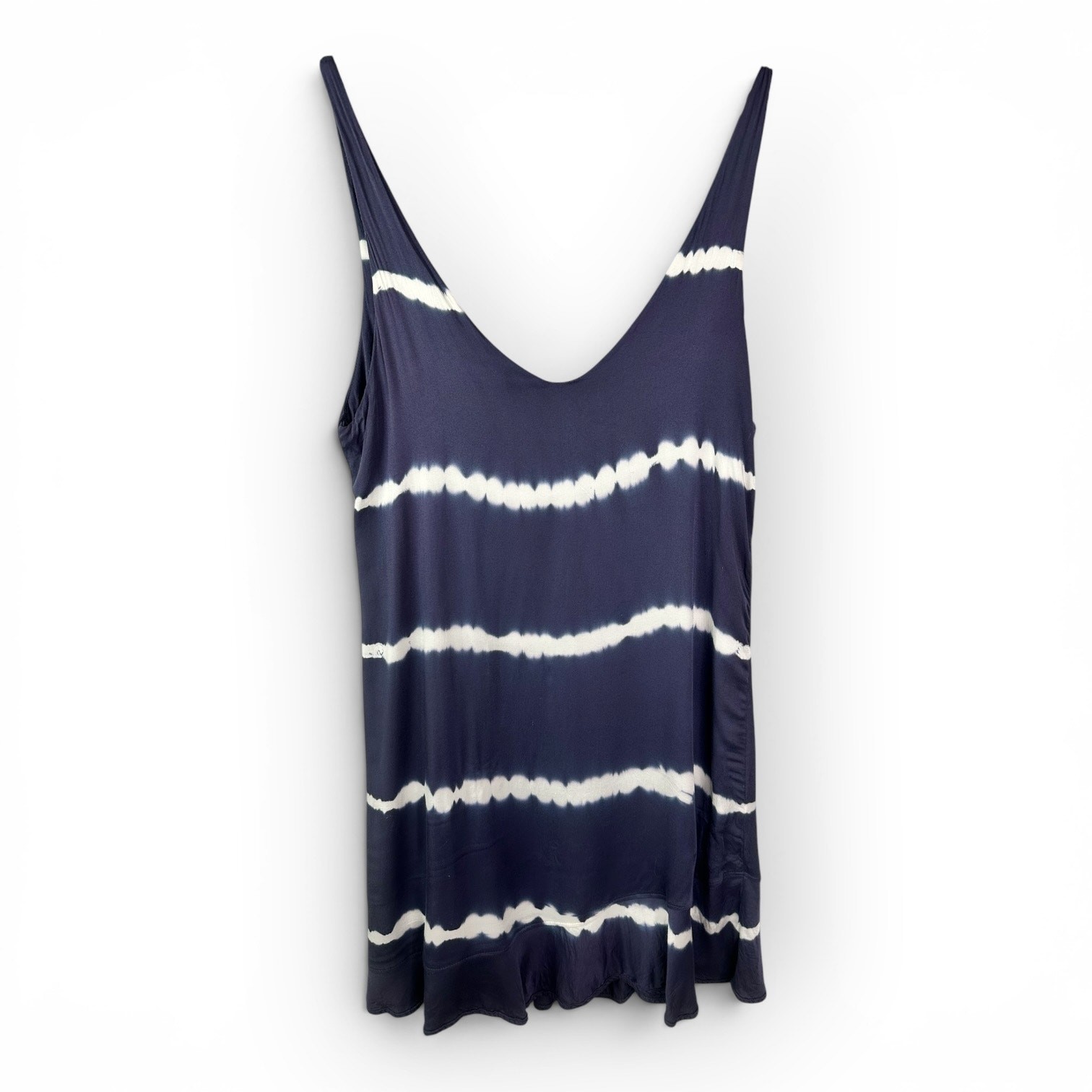 Gypsy 05 Blue White Tie-Dye Sleeveless Dress L Boho Festival Resort Boho Hippie