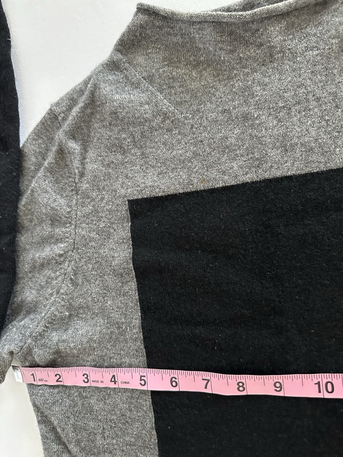 Lochleven Wool Cashmere Blend Colorblock High Neck Sweater Dress Black Gray Sz L