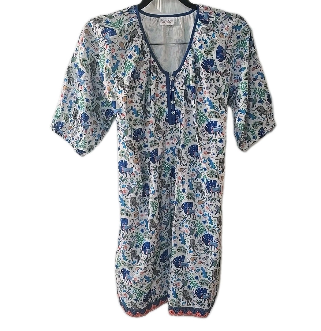 Beau & Ro Cheetah Leopard Monkey Boho Dress With Rope Belt Womens Size Large