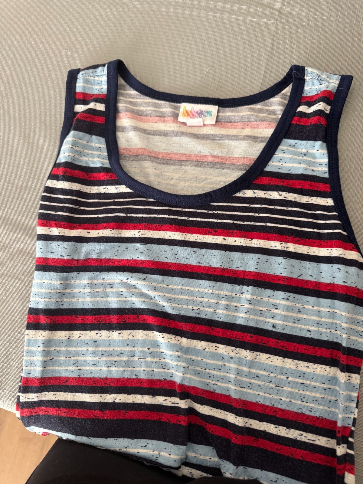LuLaRoe Nicki Dress Pockets Tank Sleeveless Size S Red White Blue Stripe