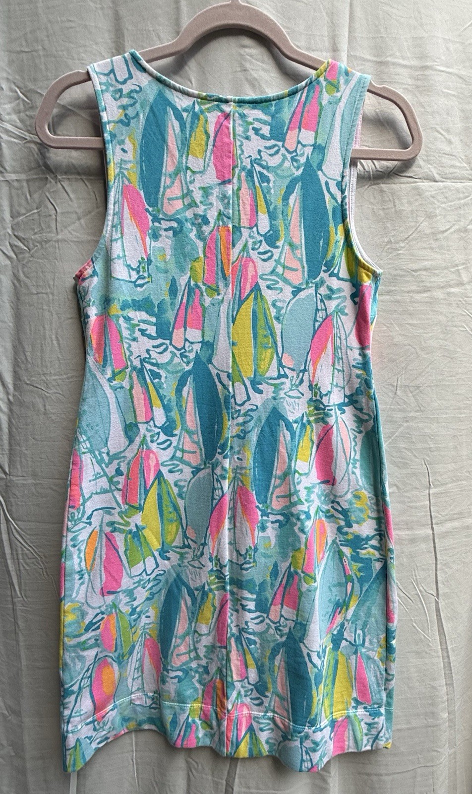 Lilly Pulitzer Harper Shift Dress XS Beach & Bae Sailboat French Terry Embellish