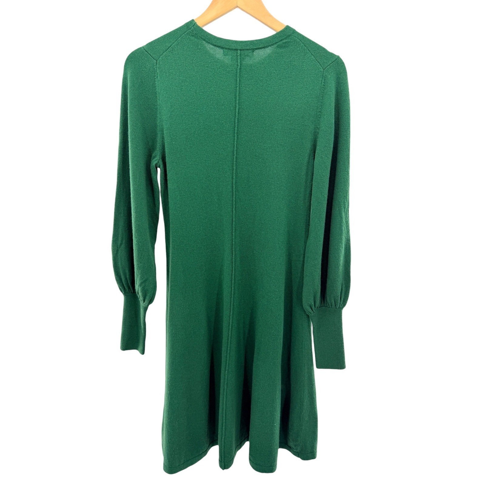Boden Emerald Green Long Sleeve Sweater Dress Puffed Sleeve Knit Women US 6R