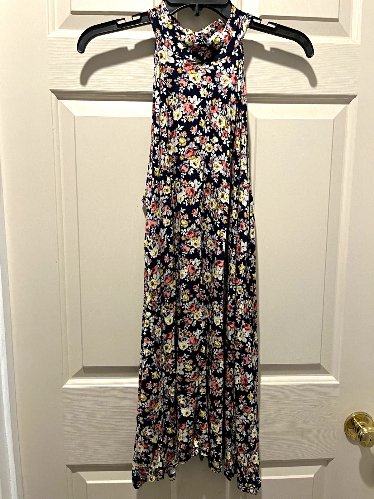 Trey! This Womens Floral Navy Sleeveless Midi A-Line Knit Polyester XL