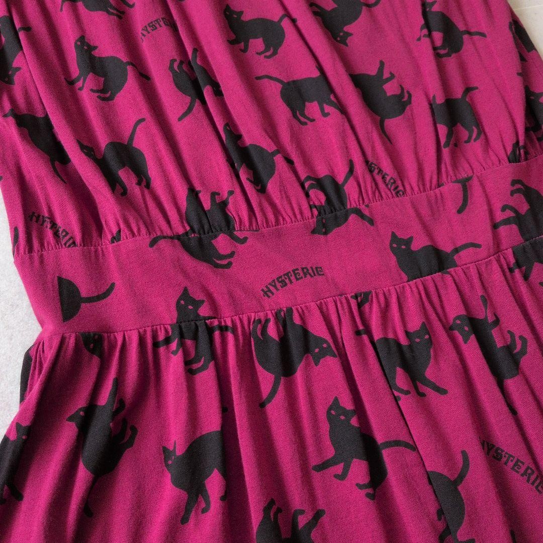 HYSTERIC GLAMOUR Dress Cat Pattern All-over Print Sheer Wine Red