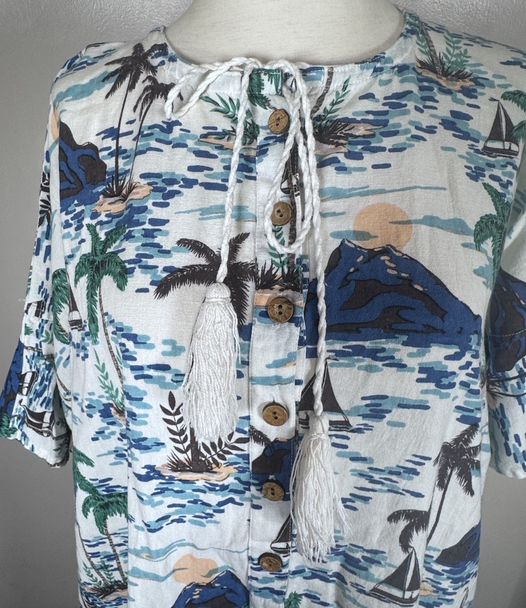 Emerson Fry India Collection Baja Beach Caftan One Size Pockets Cover Up Dress