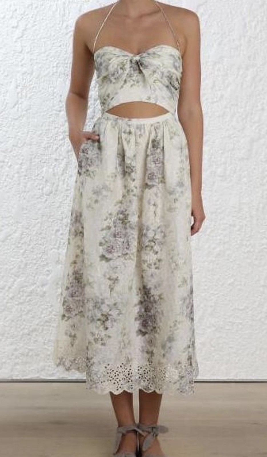 ZIMMERMANN Iris Broderie Anglaise Brocade Midi Dress Size 1 Aus 10 US 6