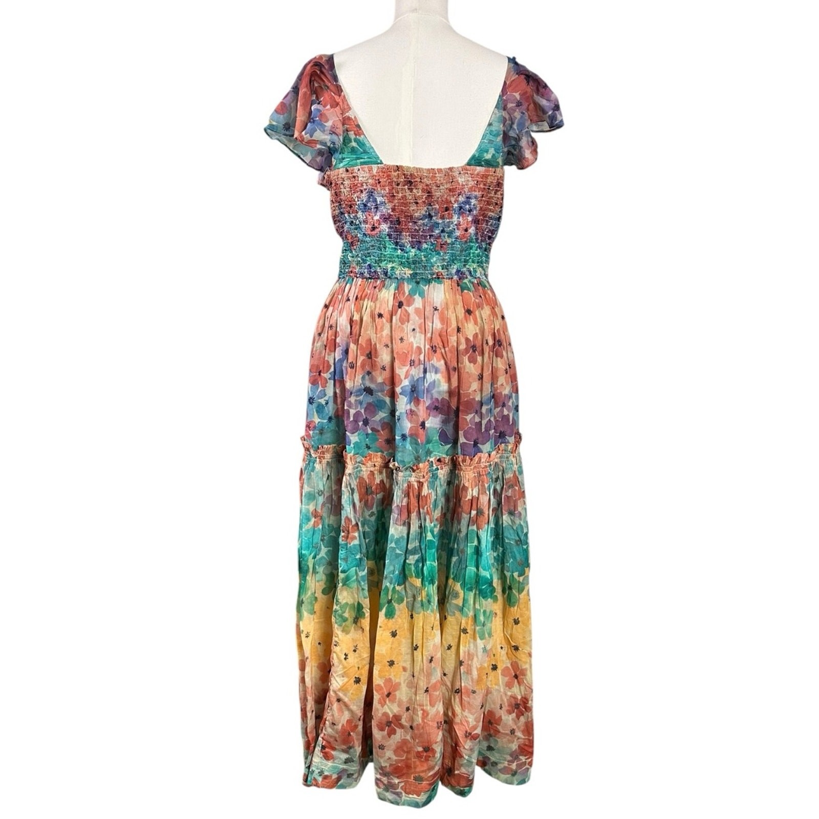 Free People Sunshine Maxi Dress in Soft Tropical Combo Size Medium NWT