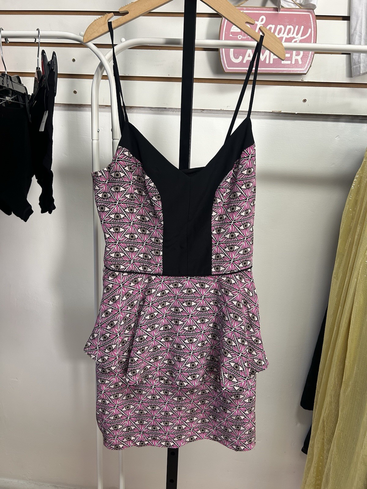 Mara Hoffman Women’s Size 4 Silk Evil Eye Sleeveless Pink Peplum Dress New Tags