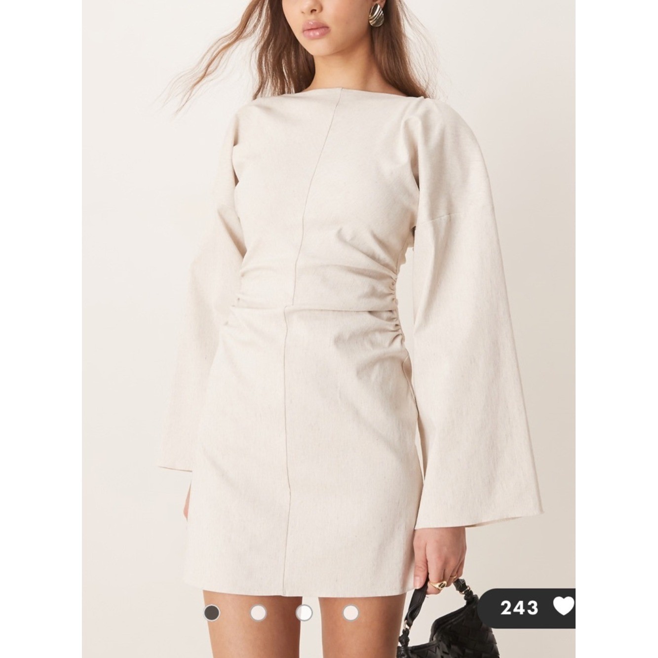 ASOS Design Bengaline Open Back Mini Dress Oatmeal 4