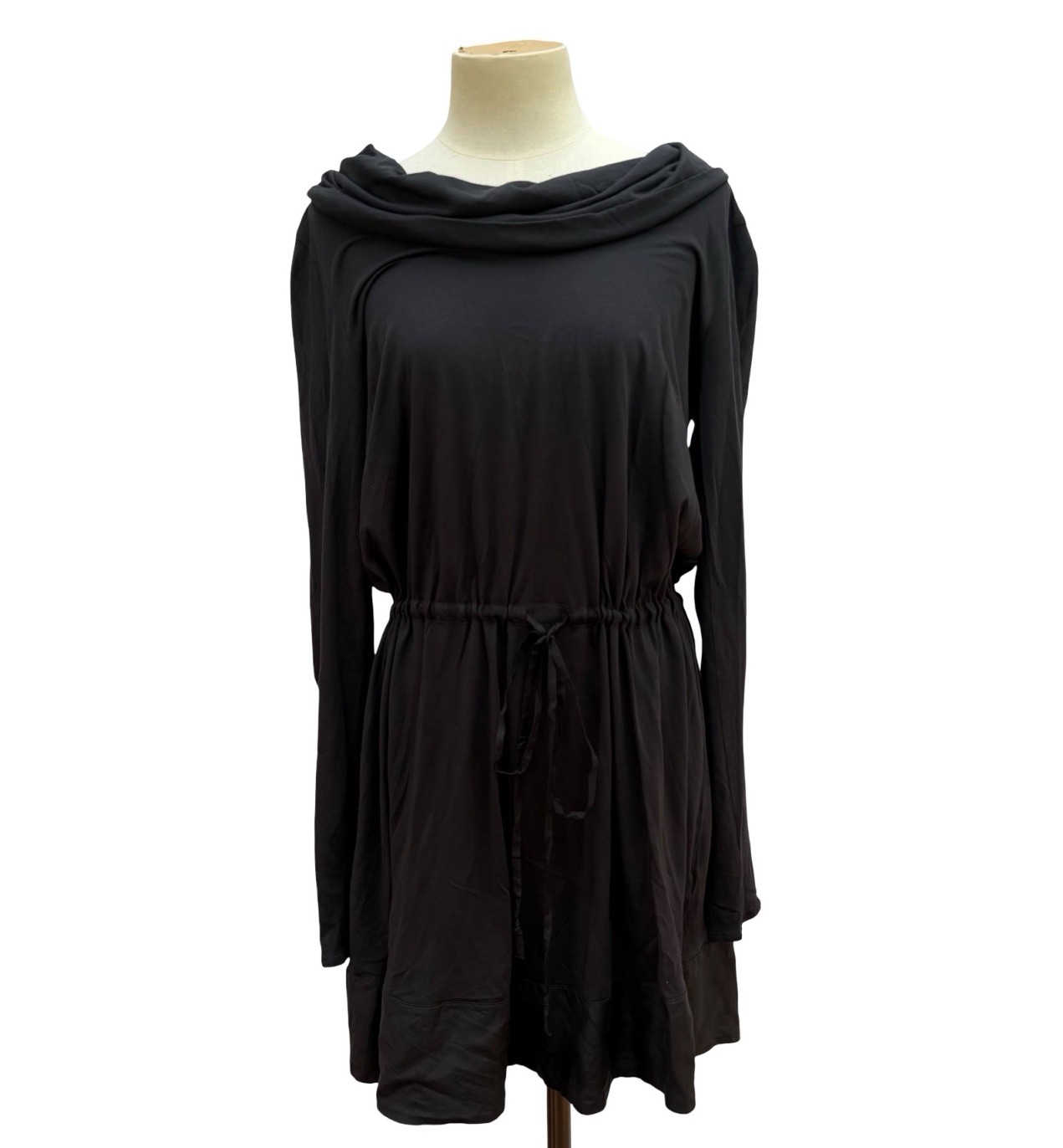 Women’s Jigsaw Black Jersey Dress Size Small Silk Trim Cowl Neck