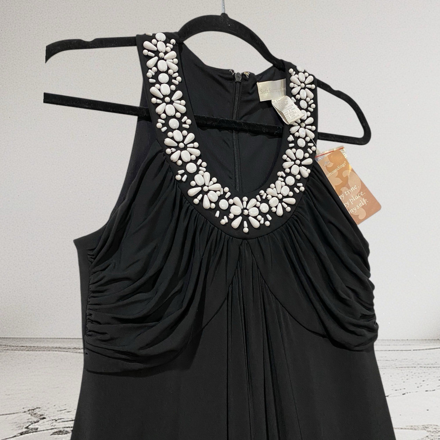 Soft Surroundings Black Beaded Maxi Dress Size XS Elegant Summer Party Event NWT