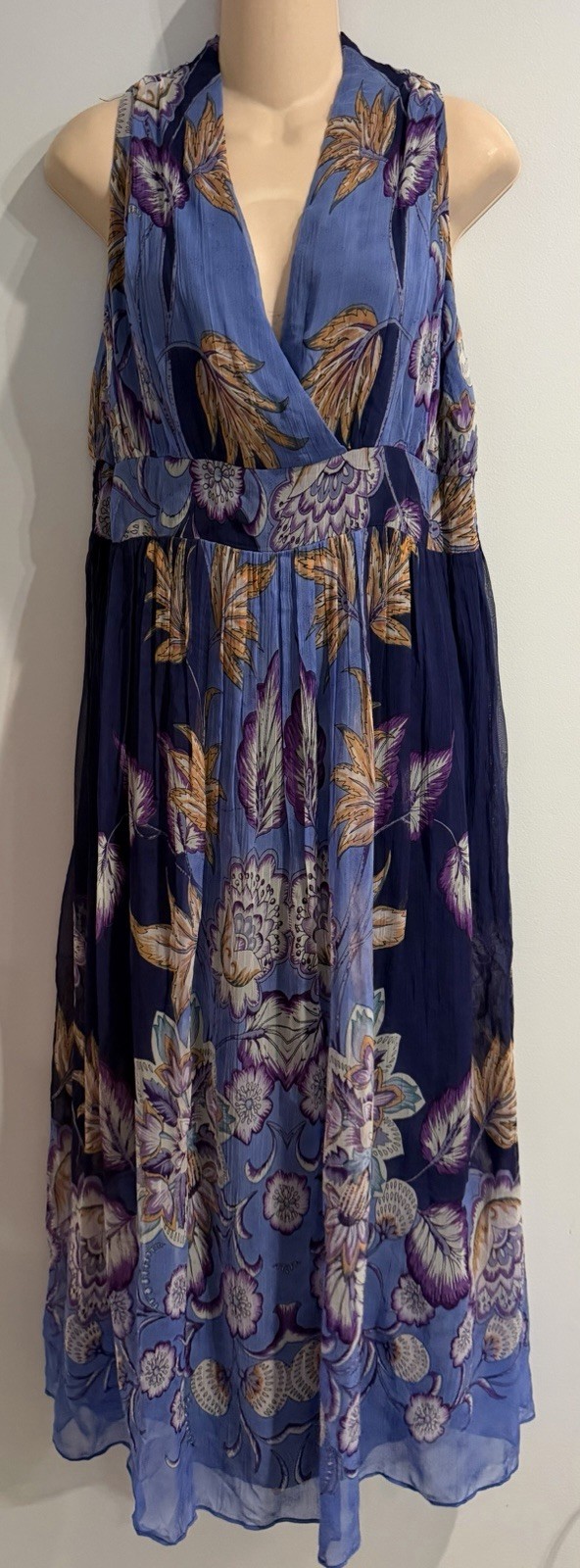 Soft Surroundings Fiji Chiffon Floral Sleeveless Maxi Dress size PM