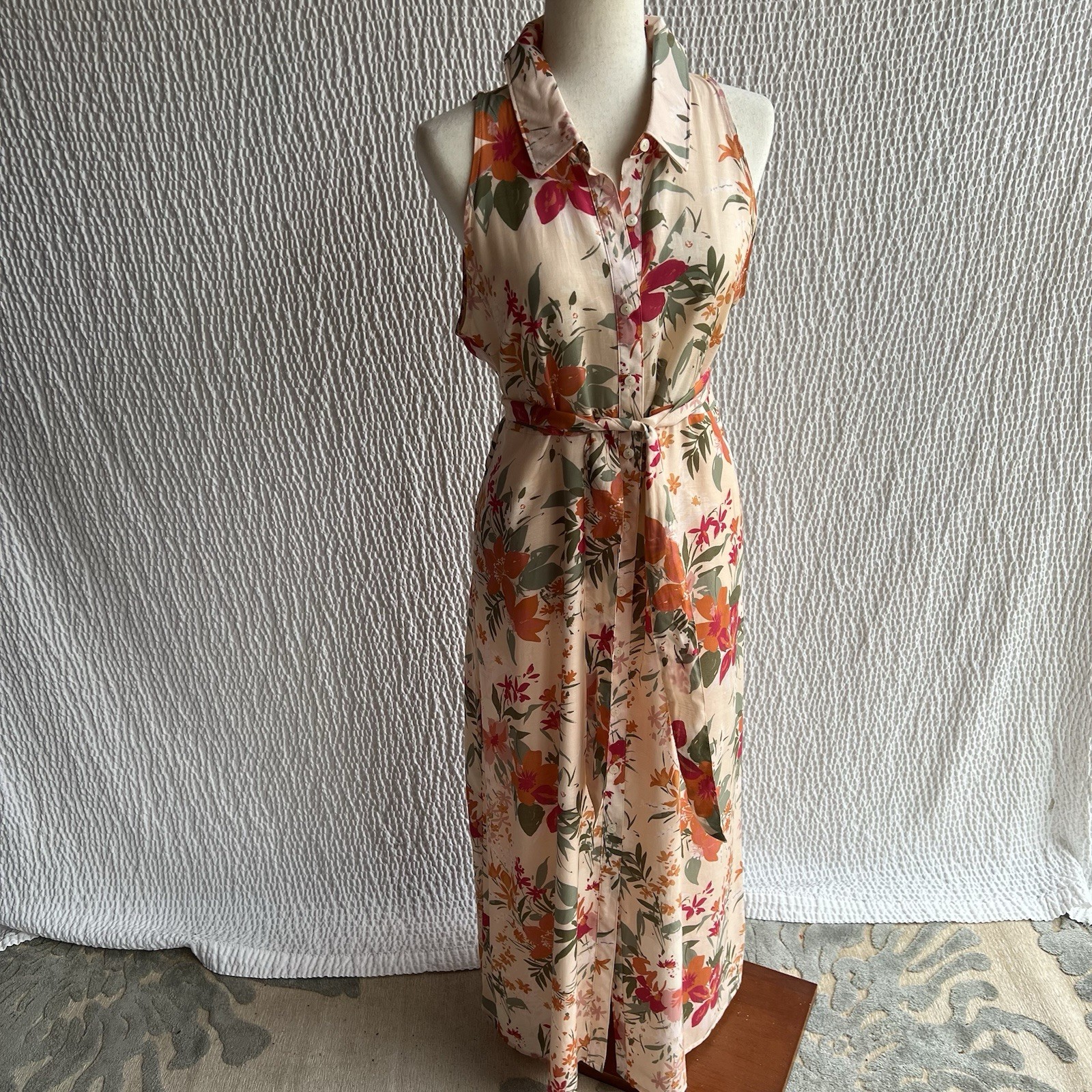 Spartina 449 Emeline Alljoy Landing Floral Midi Dress Belted Medium New