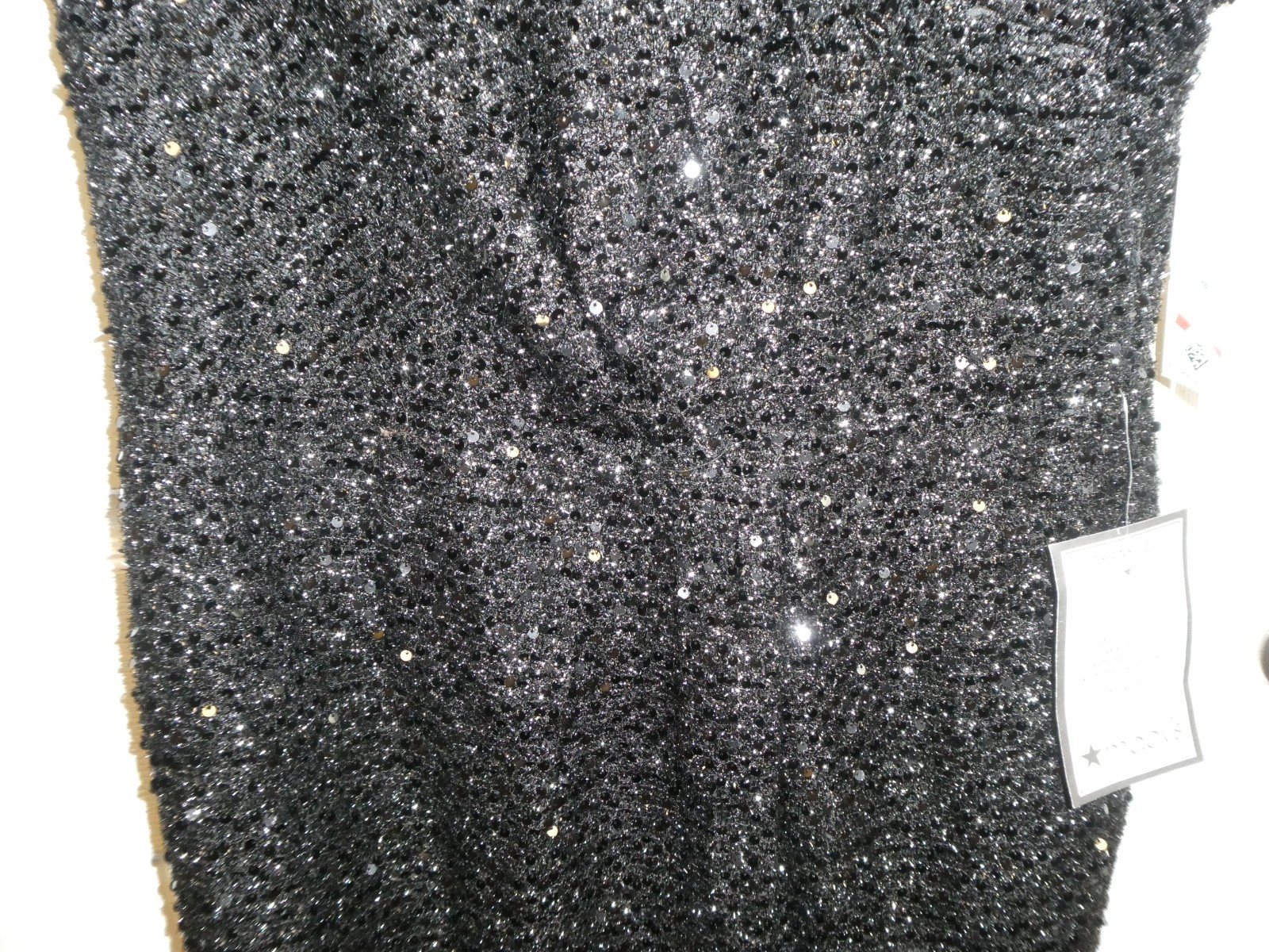 NWT SLNY Woman’s Black Sequined Short Sleeve Back Zip Party Cocktail Dress 18