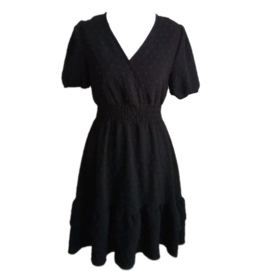 Shein Dress XS Black Polka Dot Empire Waist Ruffle Tiered Mini Y2k Party Dress