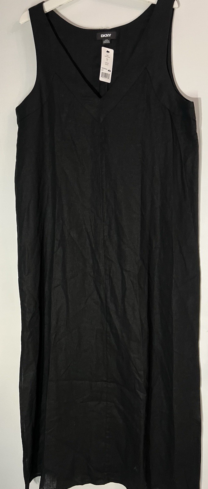 DKNY Women’s Breathable Side Slits Pullover Soft Linen A Line Summer Dress M