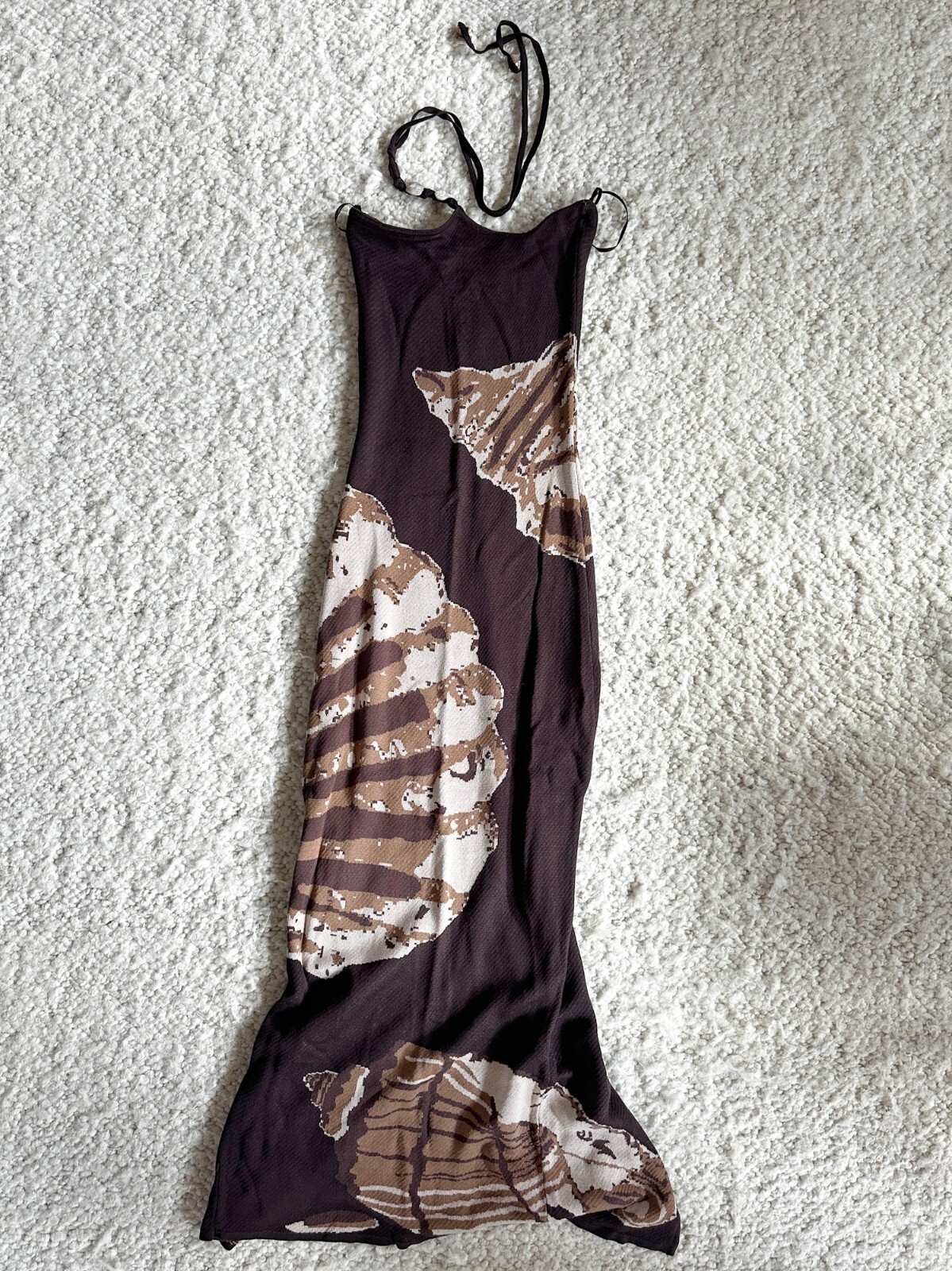 Torn by Ronny Kobo Lola Midi Dress Chocolate Brown Shell Size XS Halter