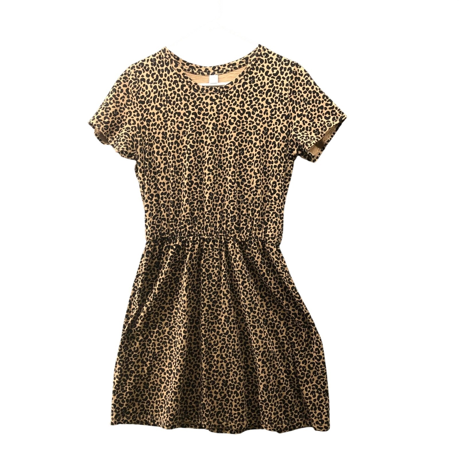 Old Navy Leopard Print T Shirt Dress Womens M Short Sleeve A-Line Mini Crewneck