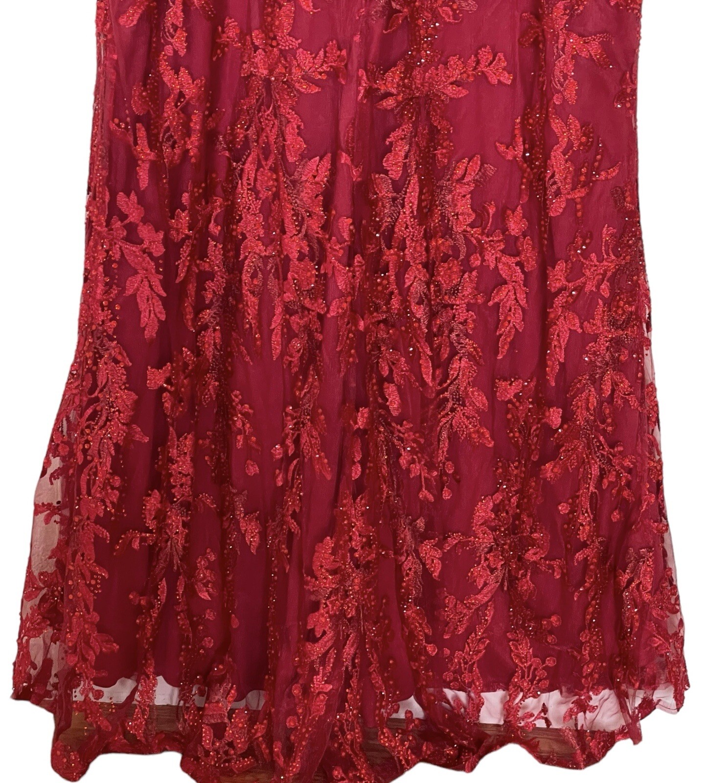 Mac Duggal Gown Dress Womens Size 18 Mermaid Red Lace Sequin Beaded 20330 $798